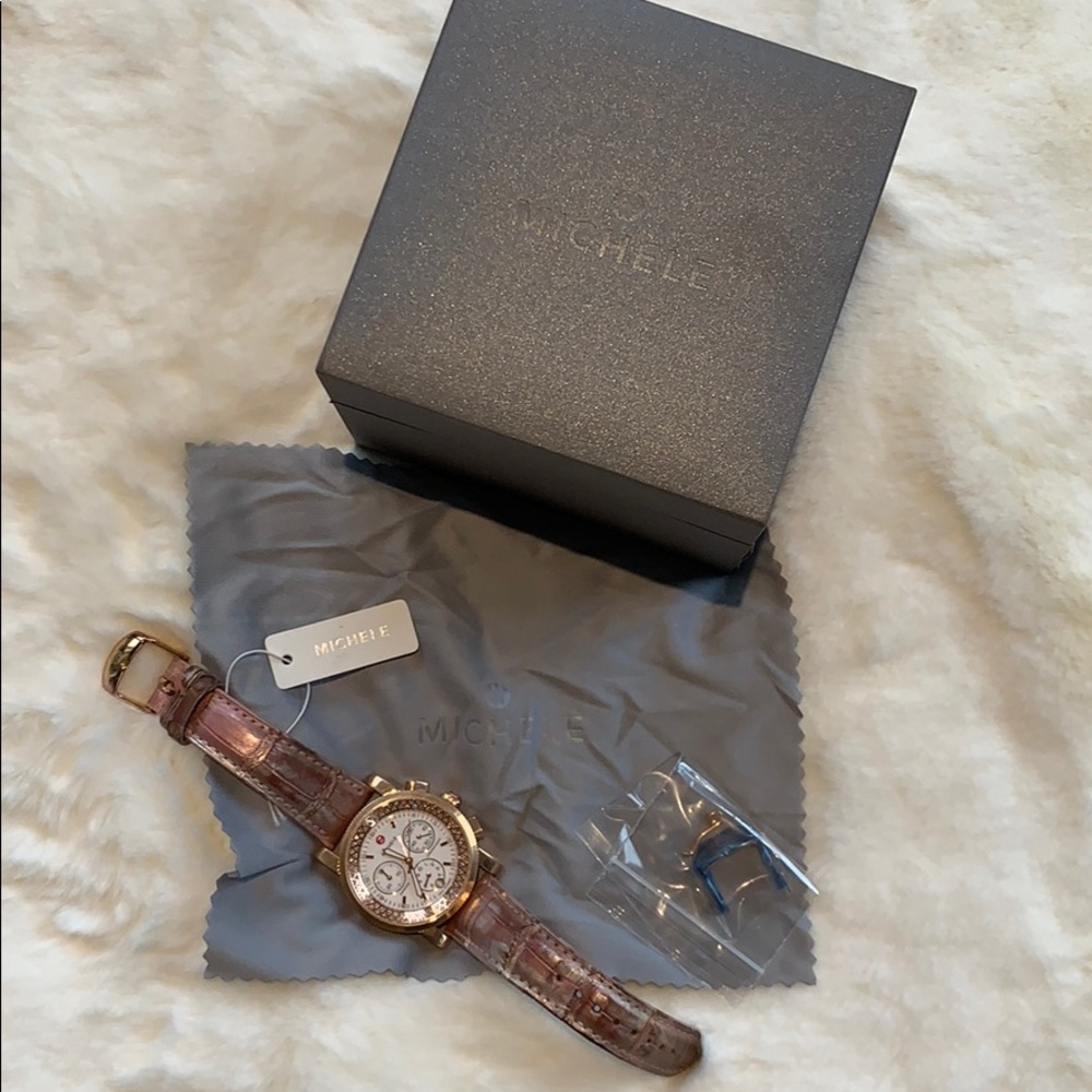 Rose Gold and diamond Michele Watch